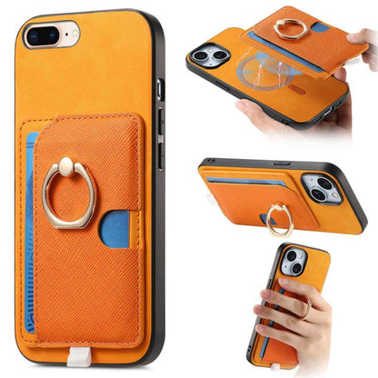 Retro Cross Leather Ring Side Insert Card Bag MagSafe Phone Case
