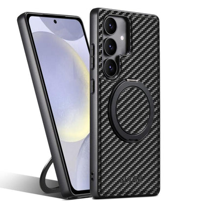 Suteni G3 Carbon Fiber Leather 360 Rotation Holder MagSafe Phone Case