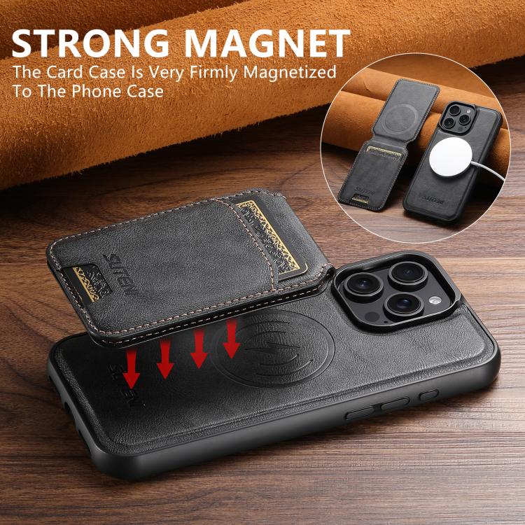 Suteni M5 Magnetic Card Bag MagSafe Leather Phone Case
