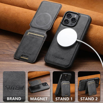 Suteni M5 Magnetic Card Bag MagSafe Leather Phone Case