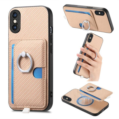 Carbon Fiber Ring Side Insert Card Bag MagSafe Phone Case