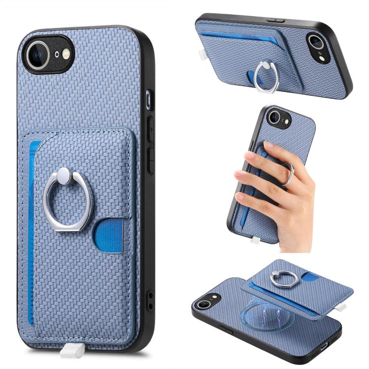 Carbon Fiber Ring Side Insert Card Bag MagSafe Phone Case
