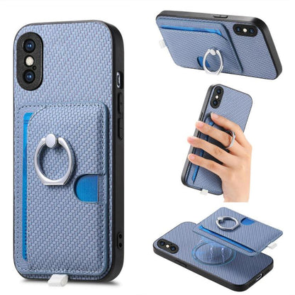 Carbon Fiber Ring Side Insert Card Bag MagSafe Phone Case