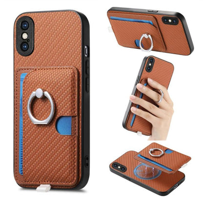 Carbon Fiber Ring Side Insert Card Bag MagSafe Phone Case