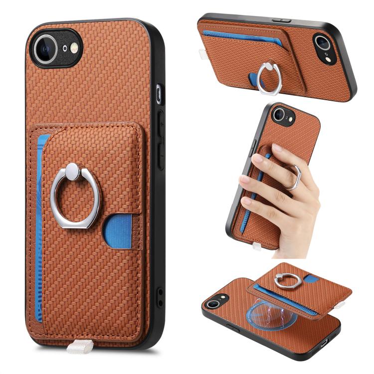 Carbon Fiber Ring Side Insert Card Bag MagSafe Phone Case