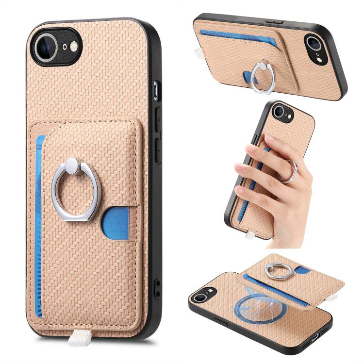 Carbon Fiber Ring Side Insert Card Bag MagSafe Phone Case