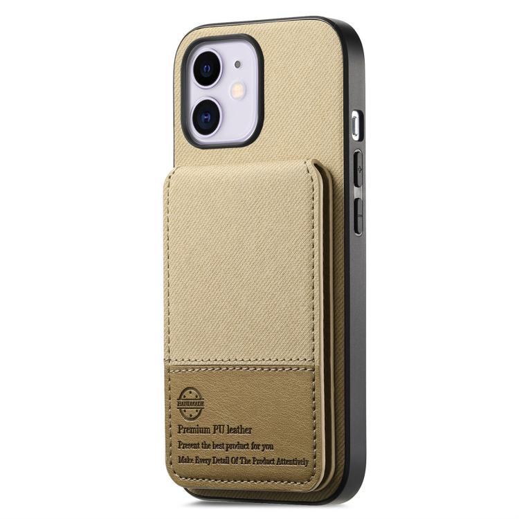 Twill Fabric Leather Vertical Flip RFID Card Bag Phone Case