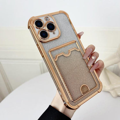 Four-cornered Glitter Electroplated Card Bag TPU Phone Case