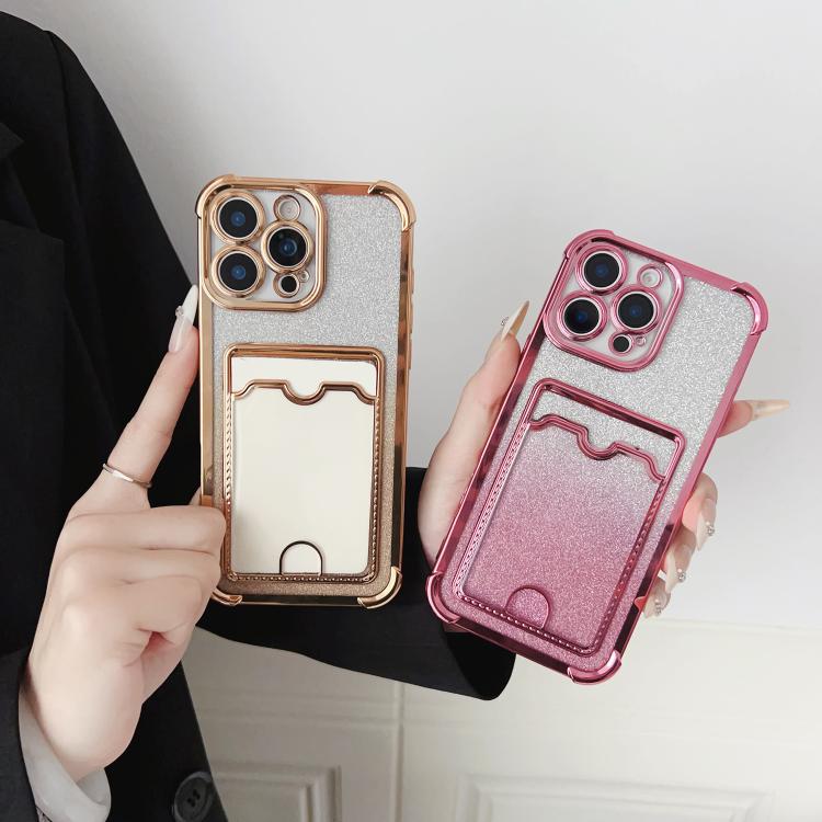 Four-cornered Glitter Electroplated Card Bag TPU Phone Case