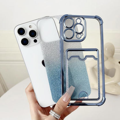 Four-cornered Glitter Electroplated Card Bag TPU Phone Case