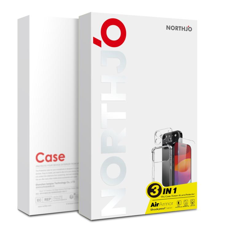 NORTHJO 3 in 1 TPU Airbag Shockproof Phone Case with Screen Protector Lens Film