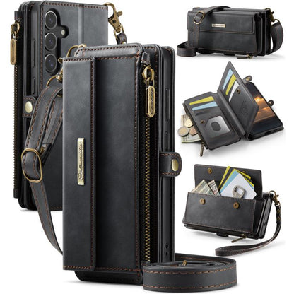 CaseMe C39 RFID Blocking Zipper Wallet Leather Phone Case with Crossbody Strap