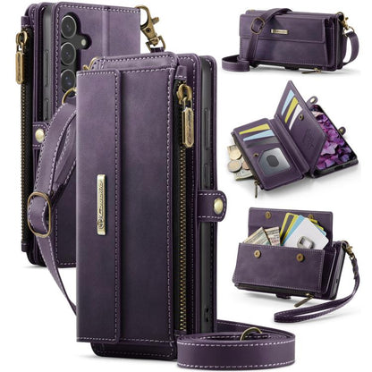 CaseMe C39 RFID Blocking Zipper Wallet Leather Phone Case with Crossbody Strap