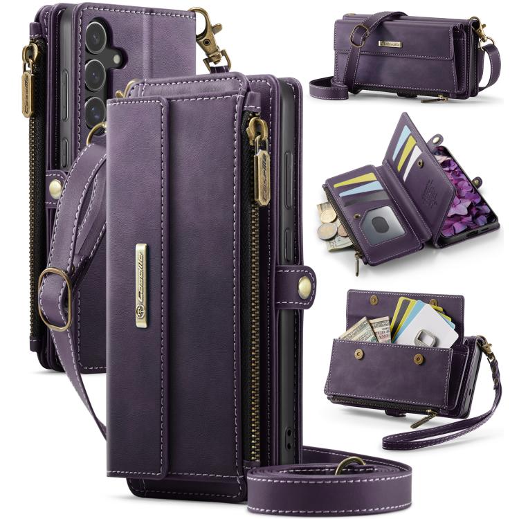 CaseMe C39 RFID Blocking Zipper Wallet Leather Phone Case with Crossbody Strap