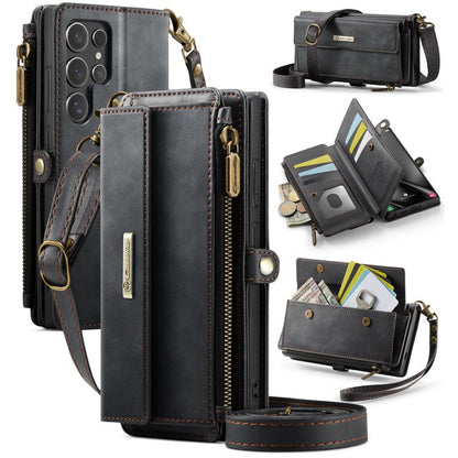 CaseMe C39 RFID Blocking Zipper Wallet Leather Phone Case with Crossbody Strap