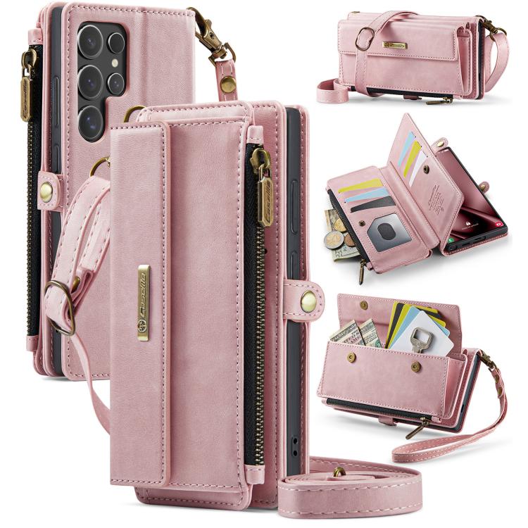 CaseMe C39 RFID Blocking Zipper Wallet Leather Phone Case with Crossbody Strap