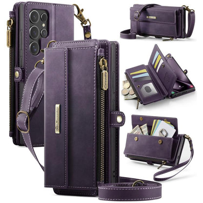 CaseMe C39 RFID Blocking Zipper Wallet Leather Phone Case with Crossbody Strap