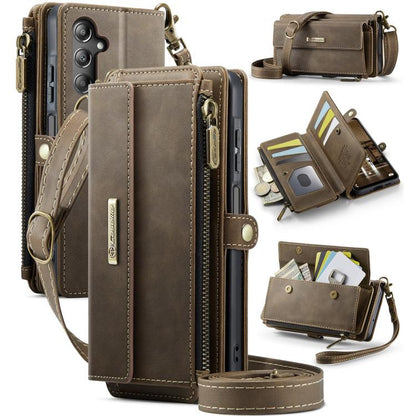CaseMe C39 RFID Blocking Zipper Wallet Leather Phone Case with Crossbody Strap