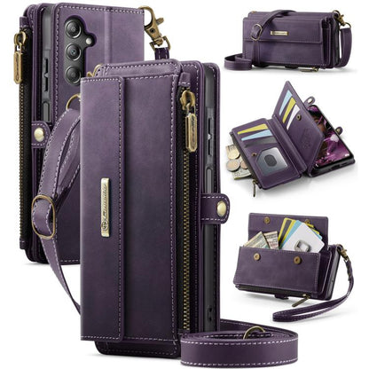 CaseMe C39 RFID Blocking Zipper Wallet Leather Phone Case with Crossbody Strap