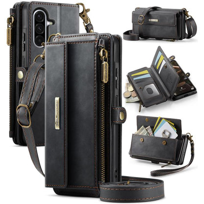CaseMe C39 RFID Blocking Zipper Wallet Leather Phone Case with Crossbody Strap