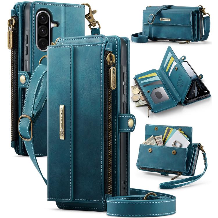 CaseMe C39 RFID Blocking Zipper Wallet Leather Phone Case with Crossbody Strap