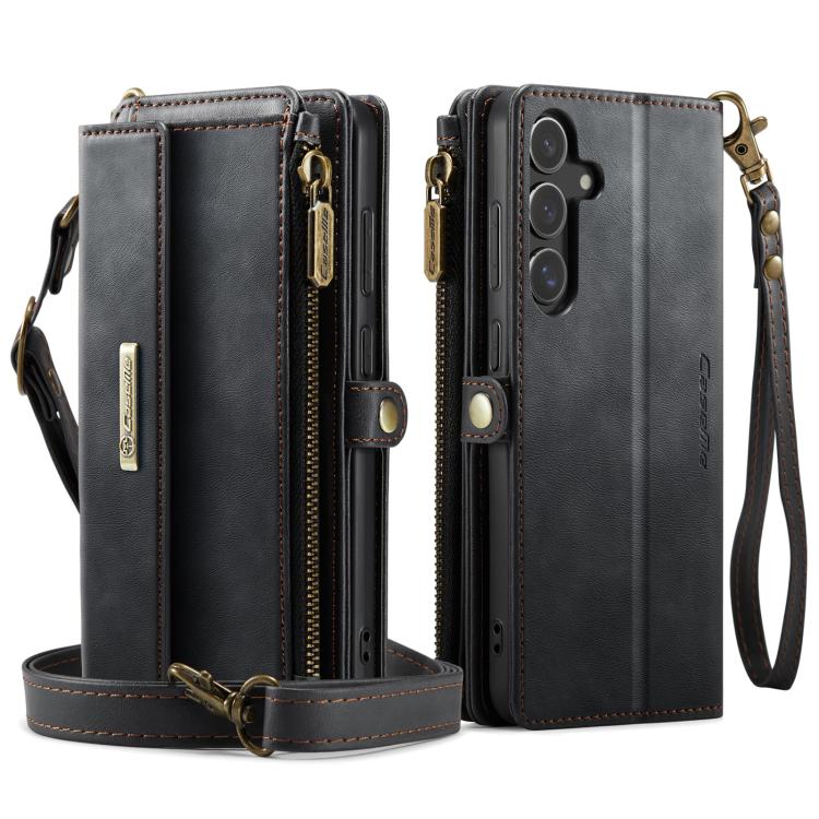 CaseMe C39 RFID Blocking Zipper Wallet Leather Phone Case with Crossbody Strap