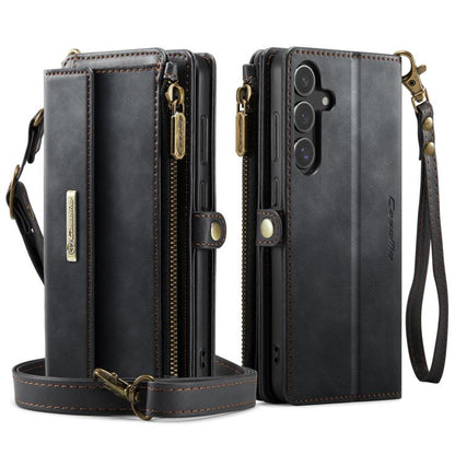 CaseMe C39 RFID Blocking Zipper Wallet Leather Phone Case with Crossbody Strap
