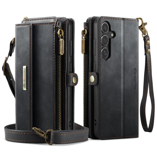 CaseMe C39 RFID Blocking Zipper Wallet Leather Phone Case with Crossbody Strap