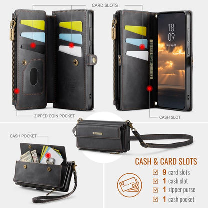 CaseMe C39 RFID Blocking Zipper Wallet Leather Phone Case with Crossbody Strap