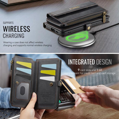 CaseMe C39 RFID Blocking Zipper Wallet Leather Phone Case with Crossbody Strap