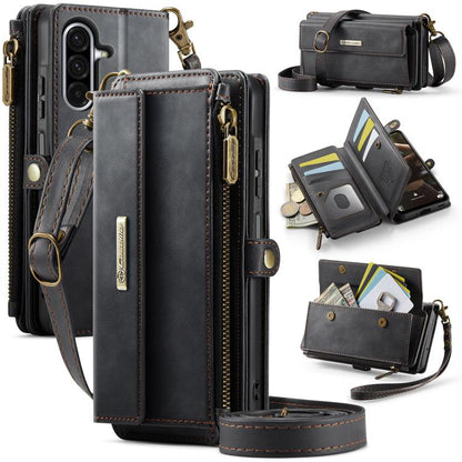 CaseMe C39 RFID Blocking Zipper Wallet Leather Phone Case with Crossbody Strap