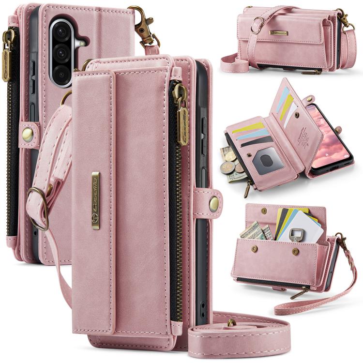 CaseMe C39 RFID Blocking Zipper Wallet Leather Phone Case with Crossbody Strap