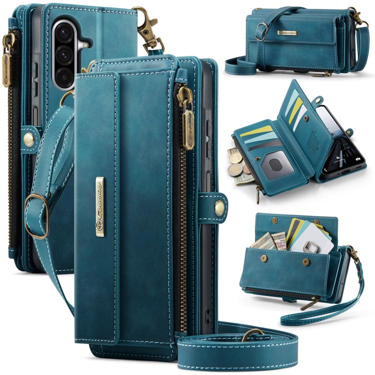 CaseMe C39 RFID Blocking Zipper Wallet Leather Phone Case with Crossbody Strap