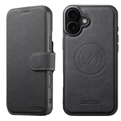 Suteni Q05 2-in-1 Multi-function MagSafe Wallet Litchi Leather Phone Case