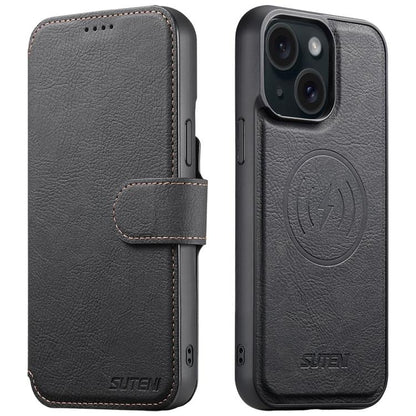 Suteni Q05 2-in-1 Multi-function MagSafe Wallet Litchi Leather Phone Case