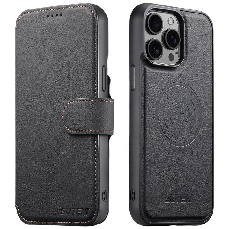Suteni Q05 2-in-1 Multi-function MagSafe Wallet Litchi Leather Phone Case