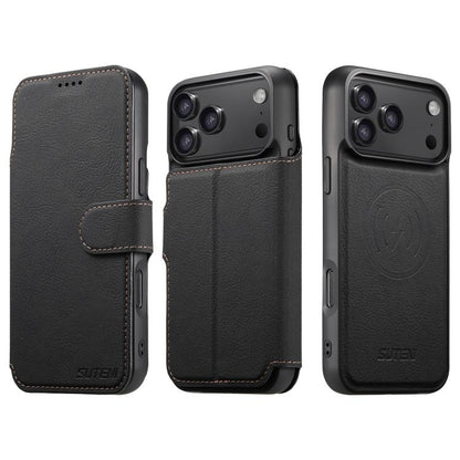 Suteni Q05 2-in-1 Multi-function MagSafe Wallet Litchi Leather Phone Case