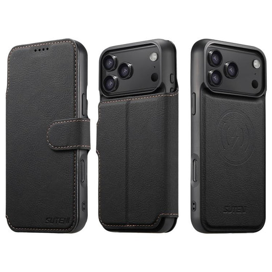 Suteni Q05 2-in-1 Multi-function MagSafe Wallet Litchi Leather Phone Case