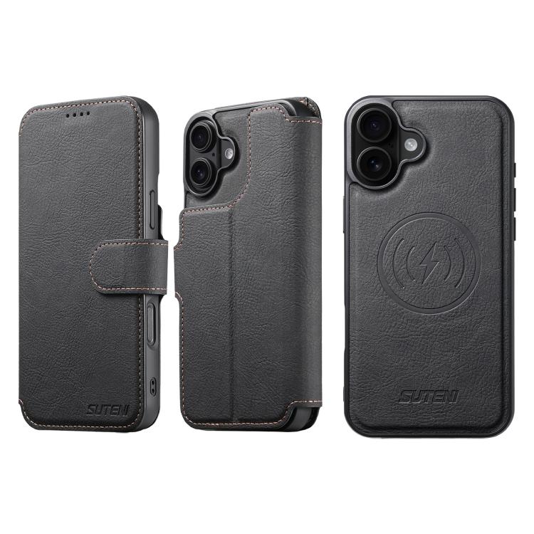 Suteni Q05 2-in-1 Multi-function MagSafe Wallet Litchi Leather Phone Case