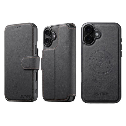 Suteni Q05 2-in-1 Multi-function MagSafe Wallet Litchi Leather Phone Case