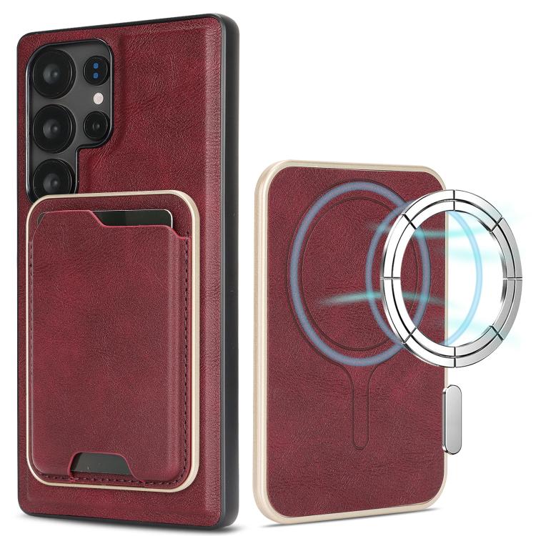 Kalebol Slim MagSafe Ring Magnetic Card Bag Leather Phone Case