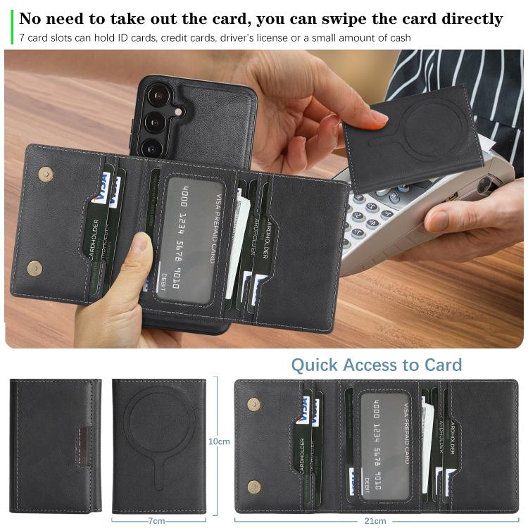 Kalebol Strong Magnetic MagSafe Tri-Fold Wallet Leather Phone Case