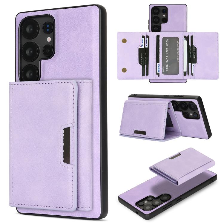 Kalebol Strong Magnetic MagSafe Tri-Fold Wallet Leather Phone Case