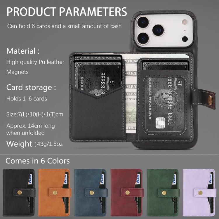 Kalebol Magnetic Button Card Bag MagSafe Ring Leather Phone Case