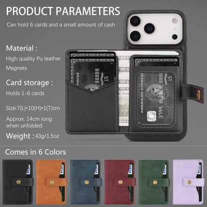 Kalebol Magnetic Button Card Bag MagSafe Ring Leather Phone Case