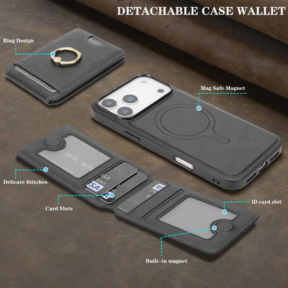 Kalebol Strong MagSafe Ring Magnetic Card Bag Holder Leather Phone Case