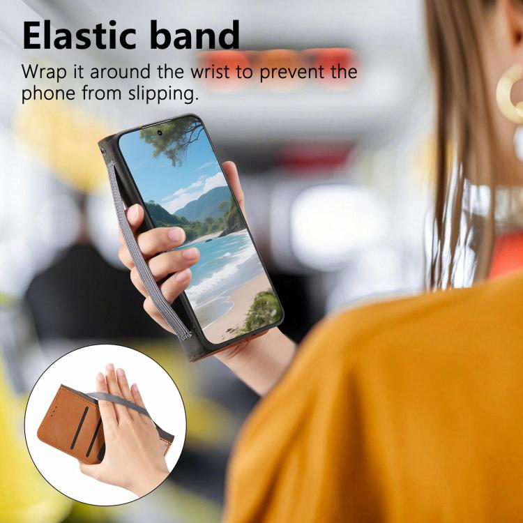 Elastic Wristband Magnetic Suction Leather Phone Case
