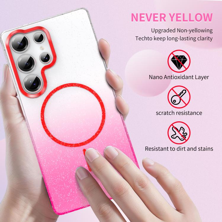 Gold Diamond Glitter Gradient MagSafe Shockproof Phone Case