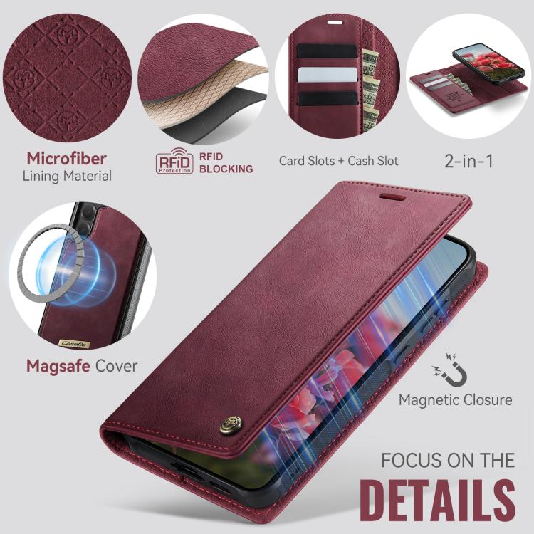 CaseMe C49 Magnetic RFID Blocking Detachable Wallet Leather Phone Case