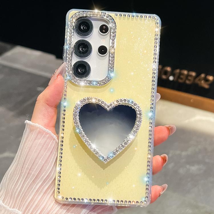 Diamond Glitter Mirror Heart Holder Phone Case
